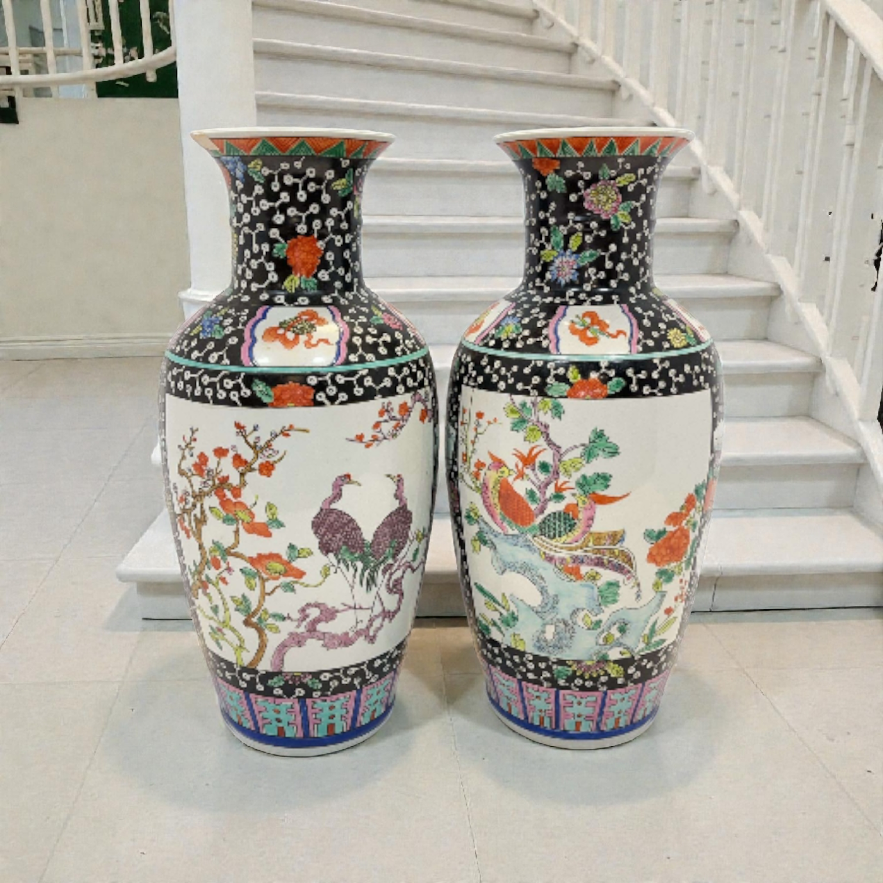 Vintage Oriental Floor Vase, Very Large