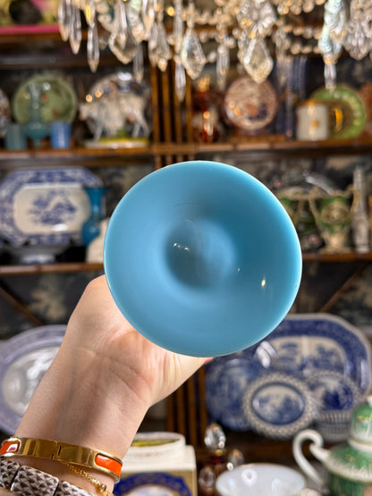 Very Large Pair French Blue Opaline Glass Presentation Goblets / Chalices | 9.75”Tall, 4”D base