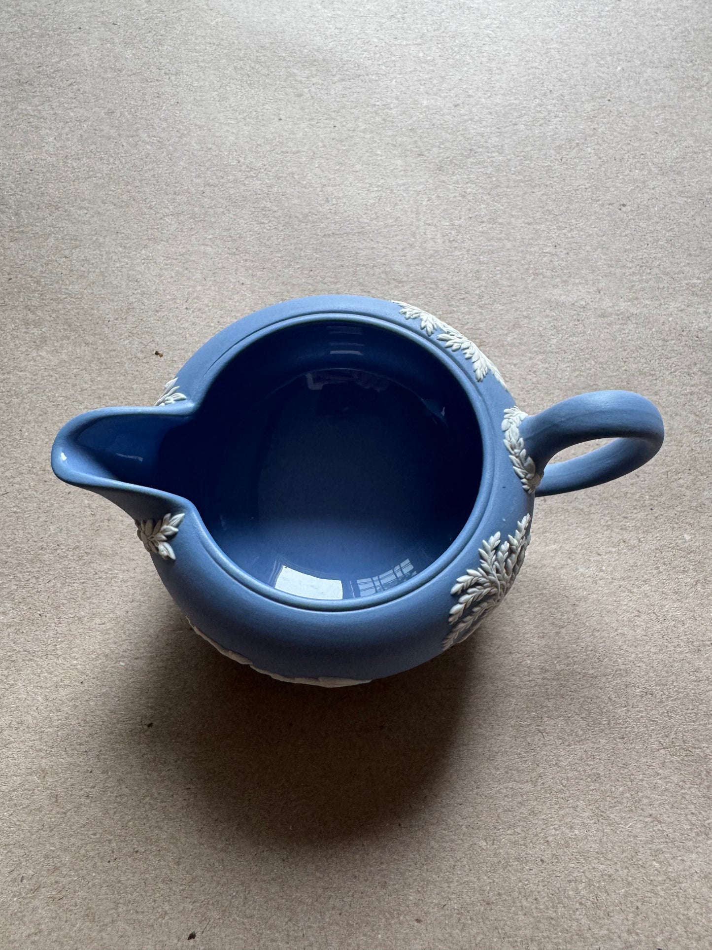 Light blue Wedgewood creamer 2.5” tall