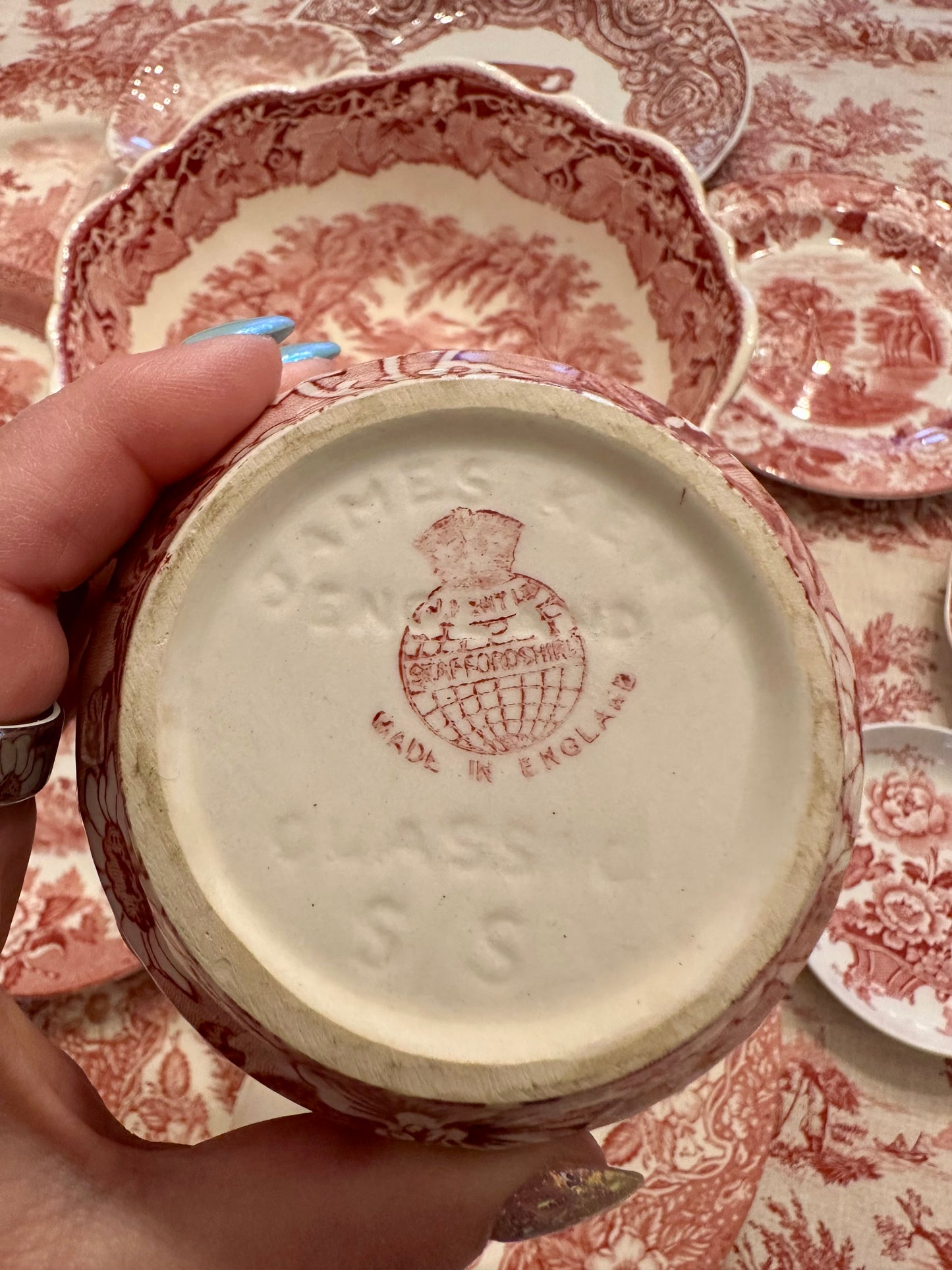 Antique James Kent Pink Floral Transferware Ironstone Cachepot, 4”