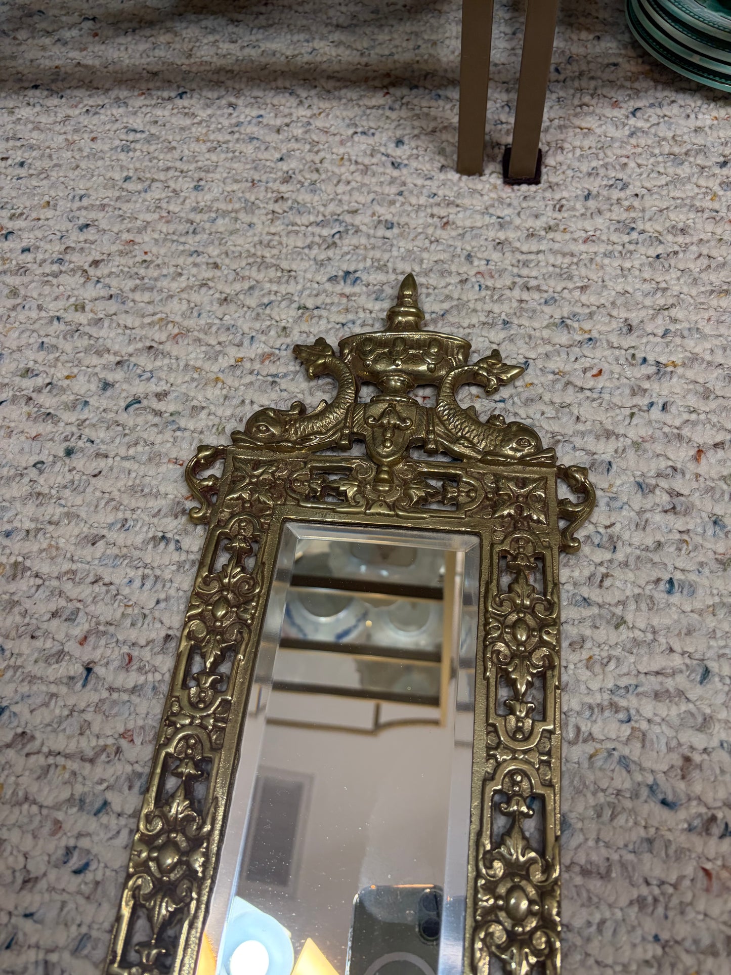 Stunning brass koi mirrored wall sconces pair!