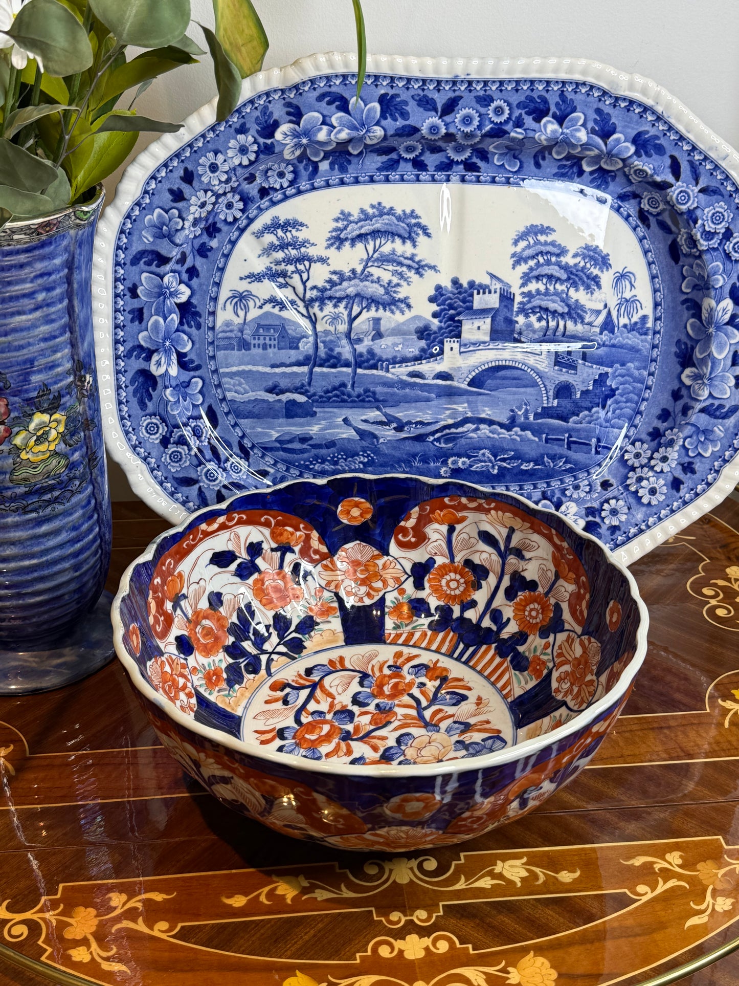 RESERVED - KRISTA- Antique Japanese Imari Hand-Painted Centerpiece Bowl, 12” Diameter x 5” Tall #DA4520