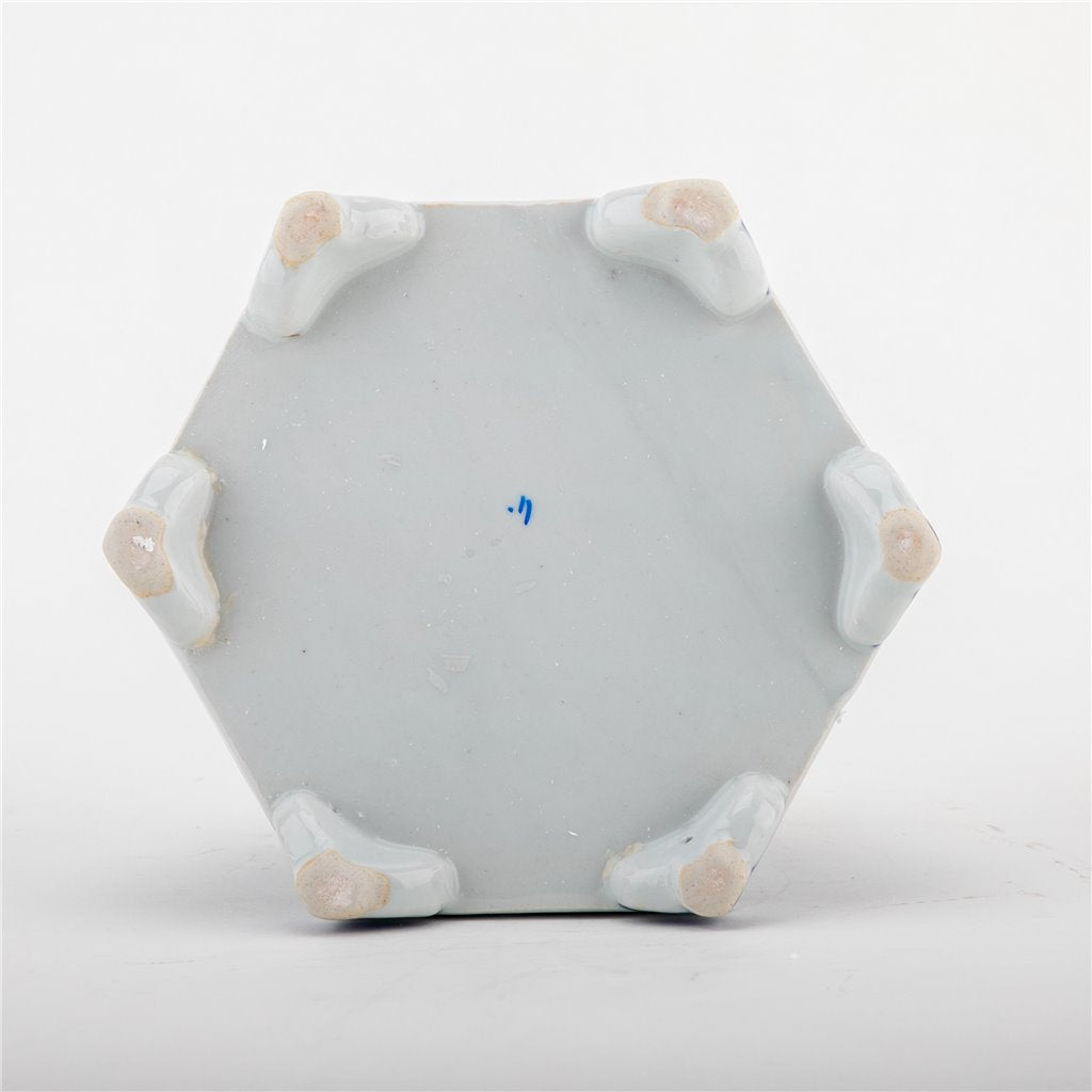 Danny Fine Porcelain: 19" Tall, 8.5Lx8.5W Tulipere Hexagonal Blue and White Single Vase