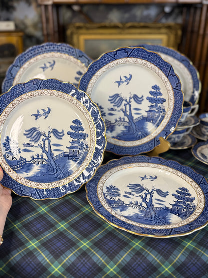 1940s Vintage Booths Real Old Willow Dinner Plate | A8025 | 10.5” Scalloped Edge | Made in England| 3 Available
