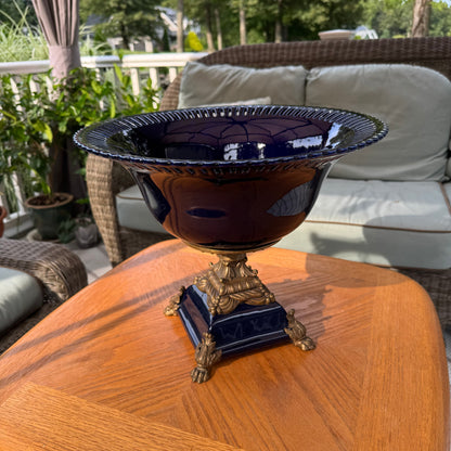 Live 09/01 porcelain bronze royal blue large compote