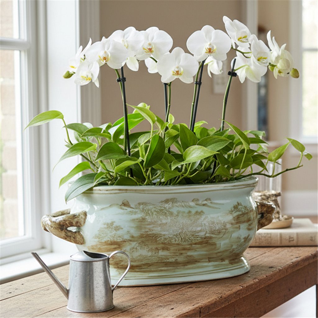 Danny's Fine Porcelain: 18Lx7.75Wx6.25H - Oval Centerpiece Basin - Tan/Brown Scene #51245