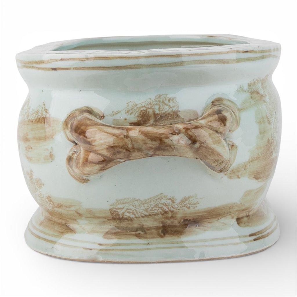 Danny's Fine Porcelain: 18Lx7.75Wx6.25H - Oval Centerpiece Basin - Tan/Brown Scene #51245