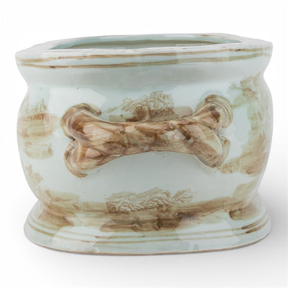 Danny's Fine Porcelain: 18Lx7.75Wx6.25H - Oval Centerpiece Basin - Tan/Brown Scene #51245