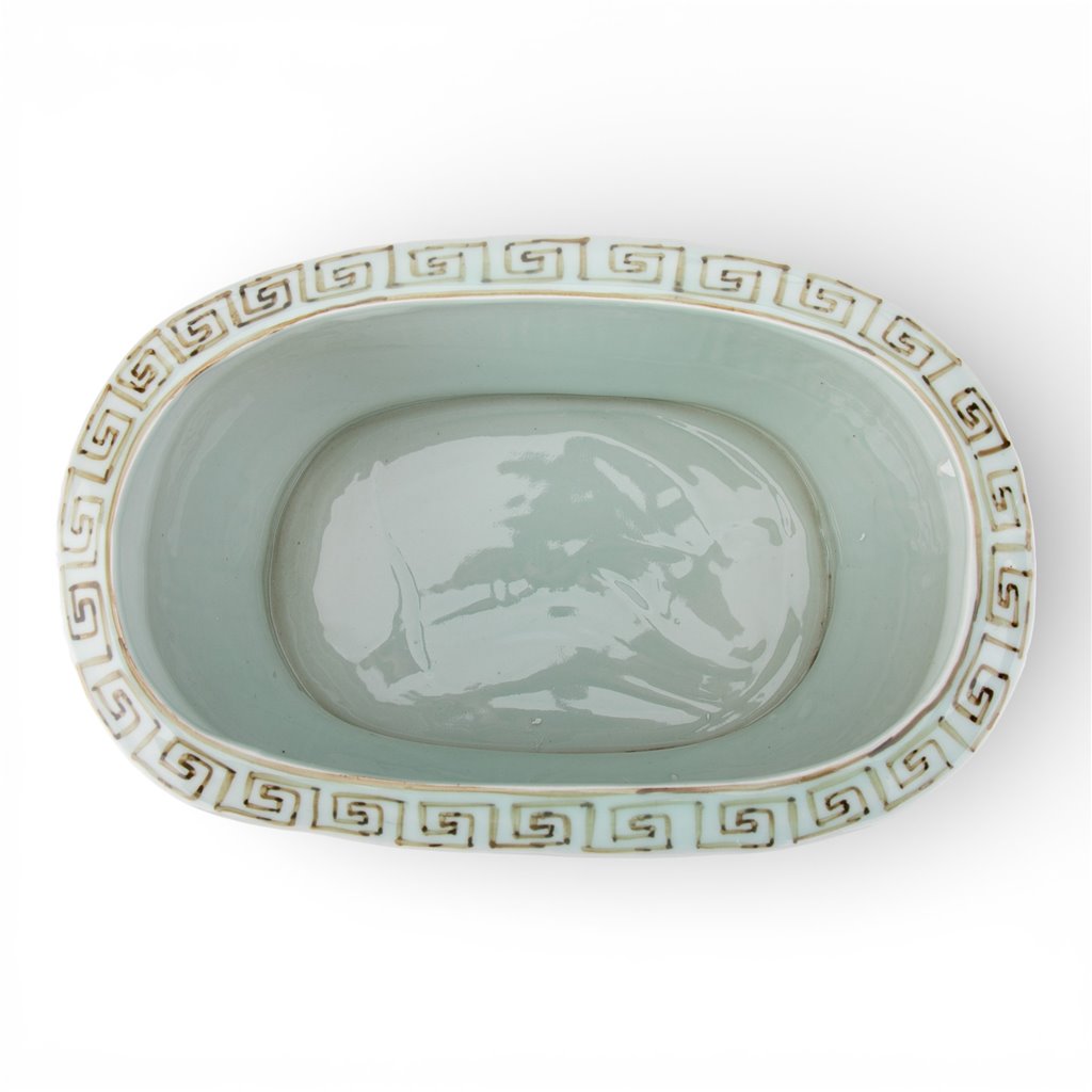 Danny's Fine Porcelain: 18Lx7.75Wx6.25H - Oval Centerpiece Basin - Tan/Brown Scene #51245