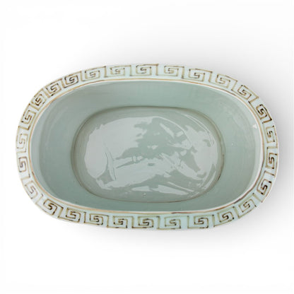 Danny's Fine Porcelain: 18Lx7.75Wx6.25H - Oval Centerpiece Basin - Tan/Brown Scene #51245