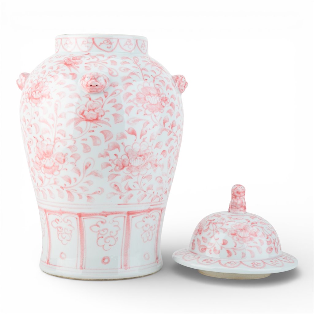 Danny's Fine Porcelain: Pink Peony Porcelain Warrior Jar with Lid | 19.75”