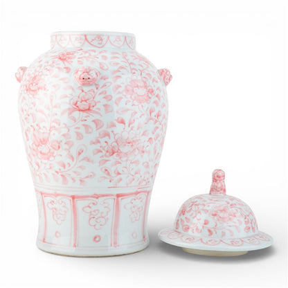 Danny's Fine Porcelain: Pink Peony Porcelain Warrior Jar with Lid | 19.75”