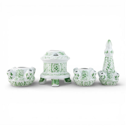 Danny’s Fine Porcelain Green Floral Tulipiere Vase | 4-Tier | 22.5” Tall