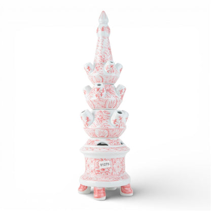 Danny’s Fine Porcelain Pink Floral Tulipiere Vase | 4-Tier | 22.5” Tall