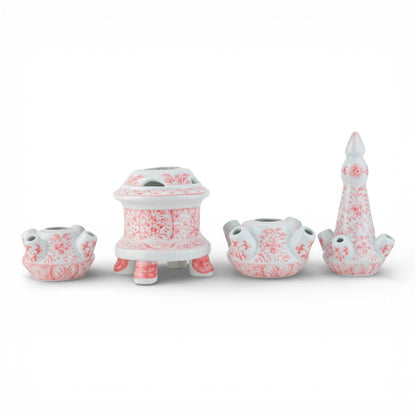 Danny’s Fine Porcelain Pink Floral Tulipiere Vase | 4-Tier | 22.5” Tall