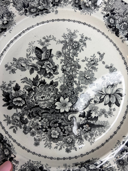 Antique Ridgeway Tucson Rose black and white transferware plate!