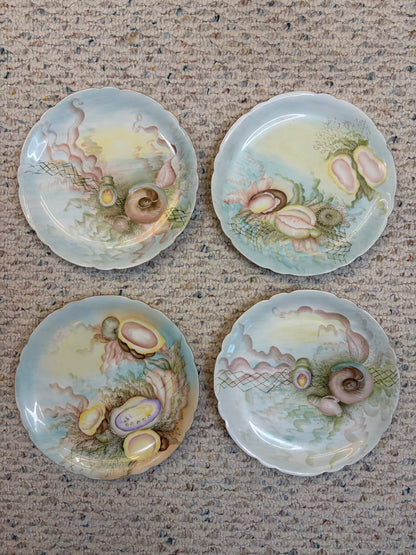 Gorgeous handpainted Limoges shell plates set of 4!