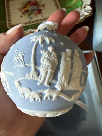 Vintage Wedgwood Jasperware Christmas Ornament Nativity Scene