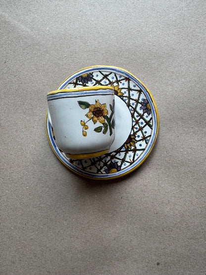Hand-Painted Portuguese Demitasse Cup & Saucer – Celeste Pattern