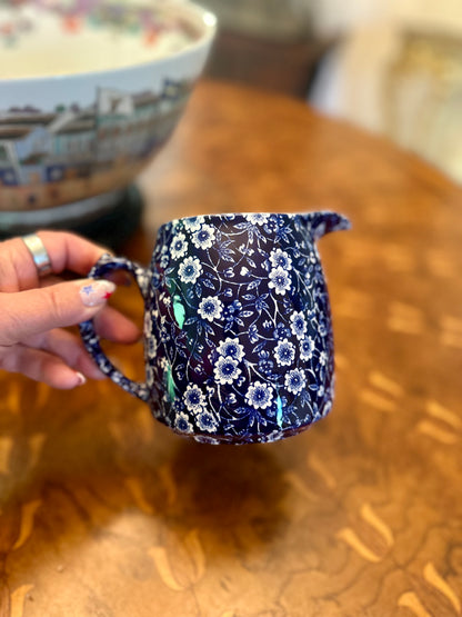 Vintage Burleigh Blue Calico Pitcher
