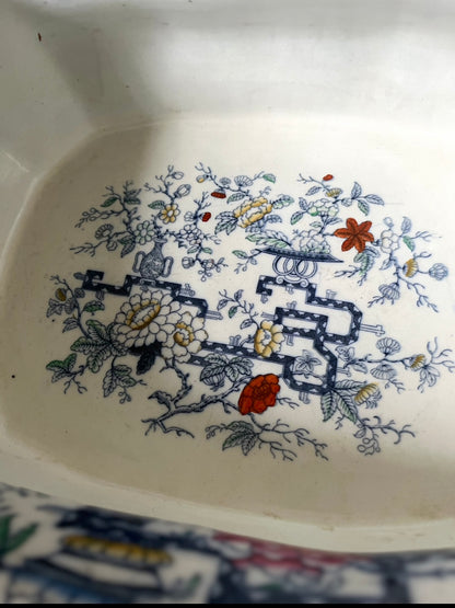 Exceptional Antique 1860-1890 Ashworth Bros. England Large Indian Tree Transferware Planter / Cachepot / Footbath