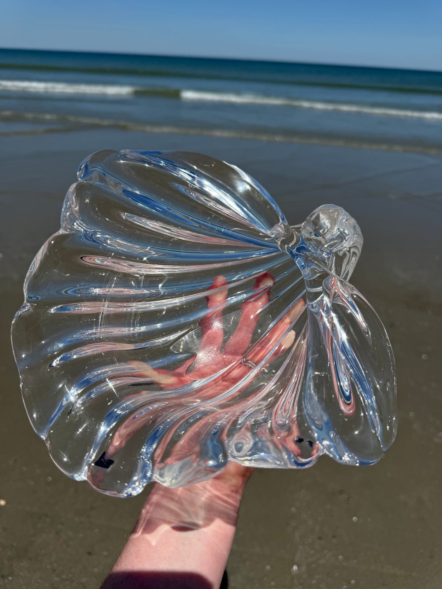 Rare Vintage Signed Cartier Italian Murano Hand Blown Glass 10” Shell Bowl