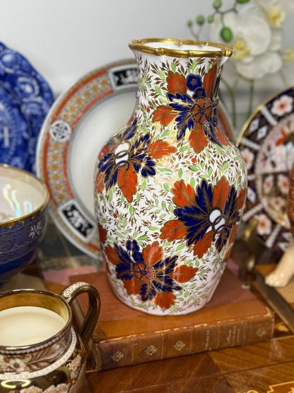 Antique Copeland Spode “Imari Style” Porcelain Vase | England | Hand-Decorated Gilt Floral Vase | 10.5”H | Restored