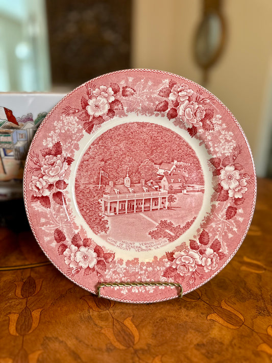 Vintage Old English Staffordshire Ware Red Transferware Historic Plates, Virginia Landmarks, 3 Designs Available