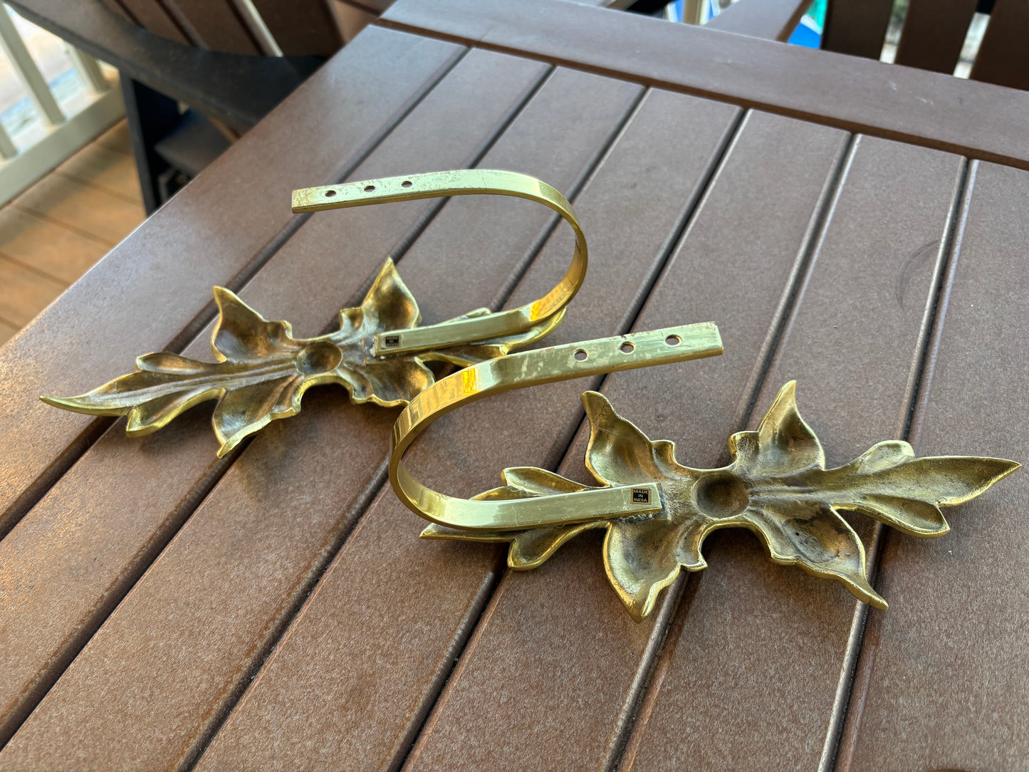 Gorgeous pair of large brass curtain tie backs!