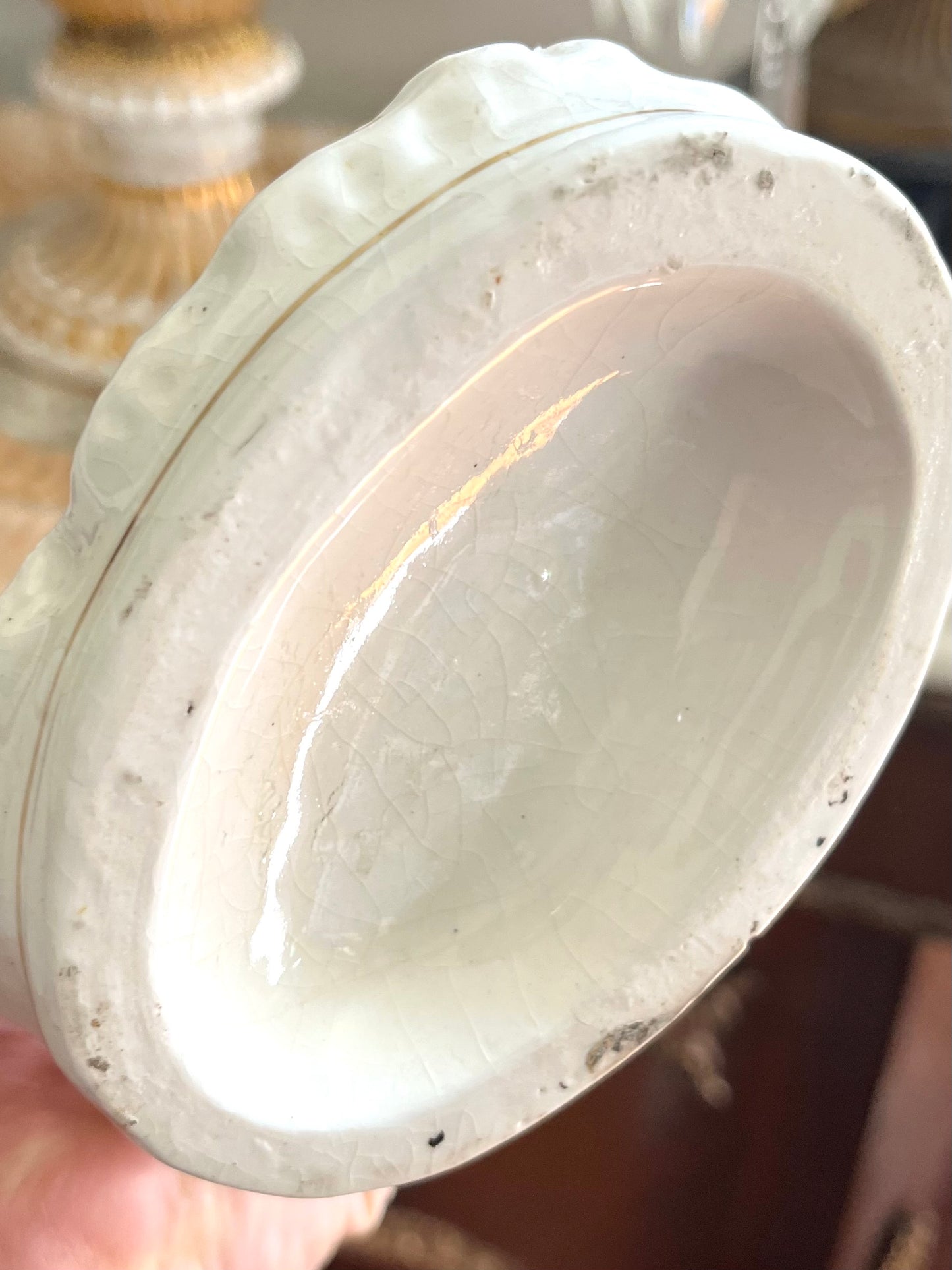 Mid 1800’s Staffordshire Girl And Ram Bocage Spill Vase