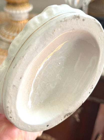 Mid 1800’s Staffordshire Girl And Ram Bocage Spill Vase