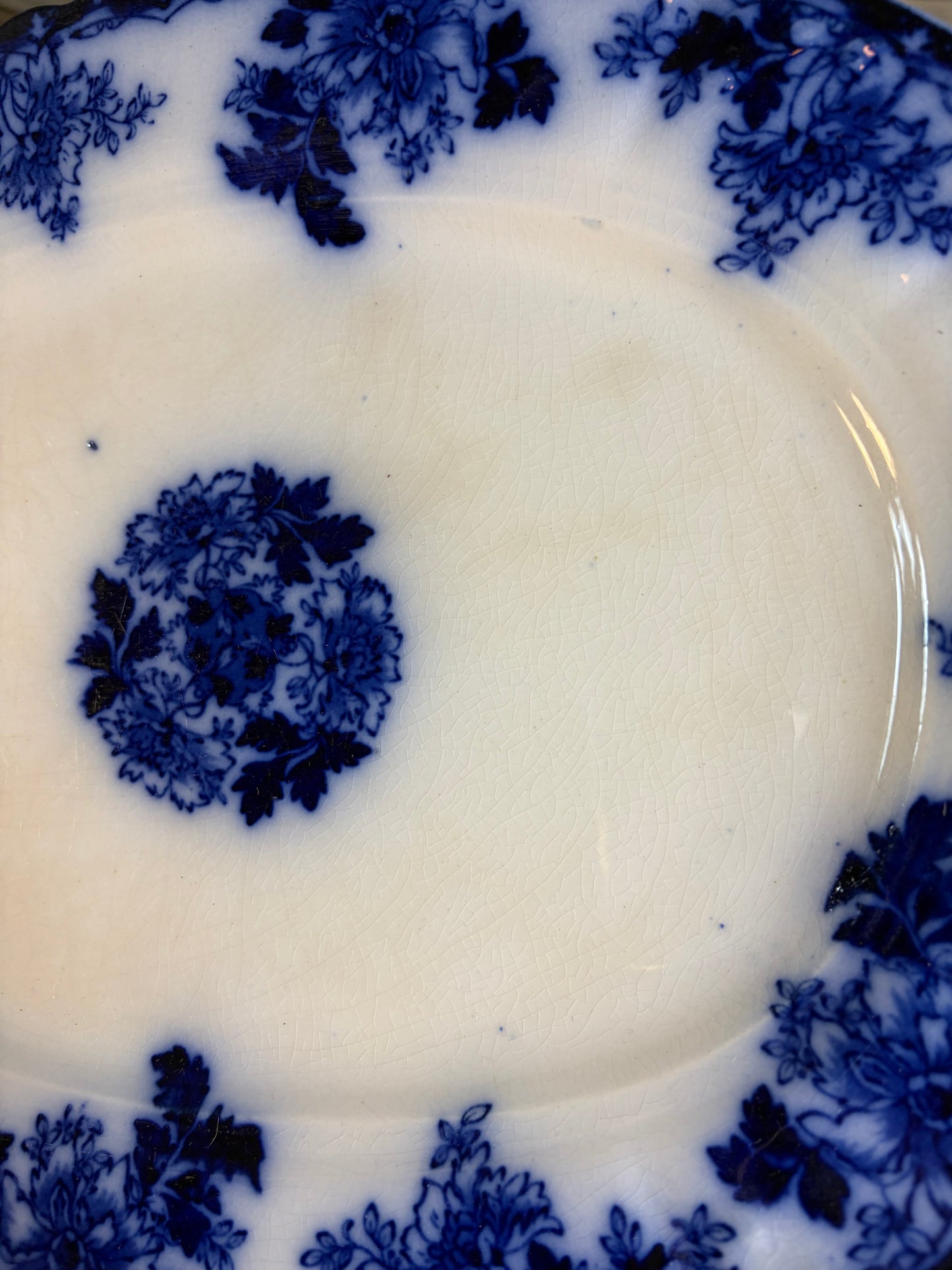 Beautiful antique Mercer Pottery Co. semi-vitreous Flow Blue Platter - As is!