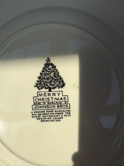 Live 12/2 For Maria Set (8) Johnson Brothers “Merry Christmas” Square Salad Plates