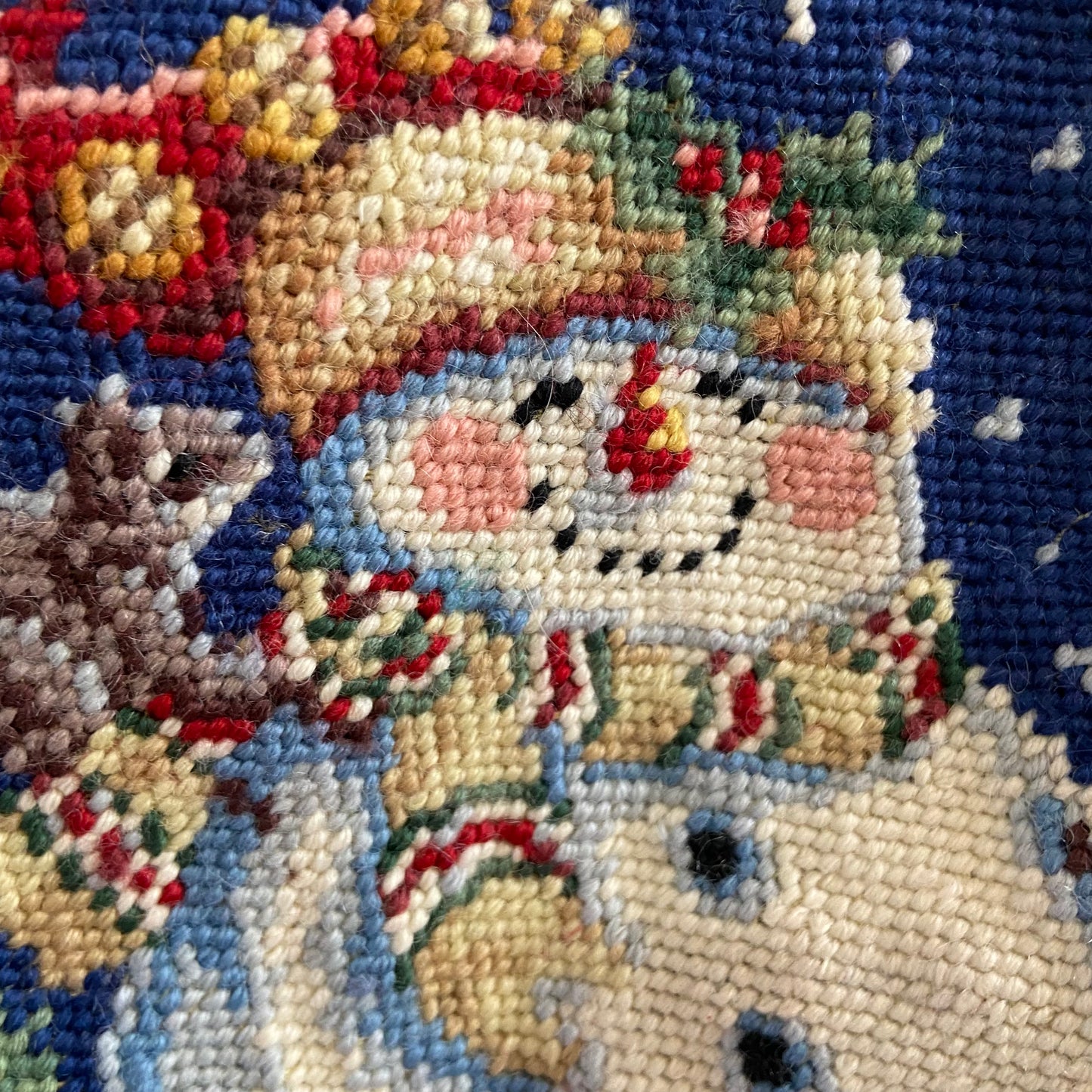 custom vintage needlepoint Christmas holiday stocking monogrammed for “Kathy“