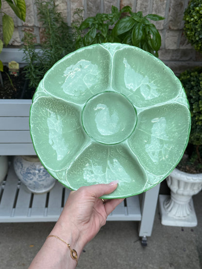Rare Minton Majolica Green Cabbage 5-Sectional Serving Dish | 10.5” – No Chips or Cracks