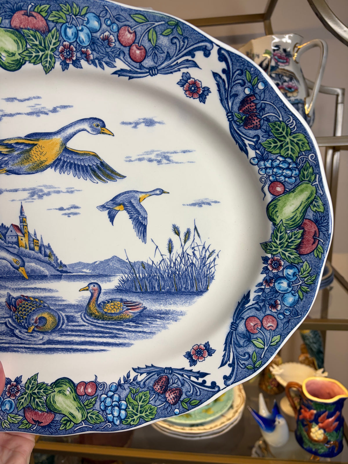 Beautiful duck transferware platter!