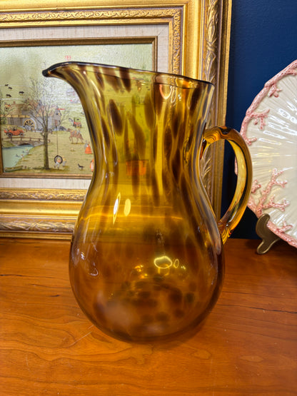 Lovely tortoise shell style glass pitcher!