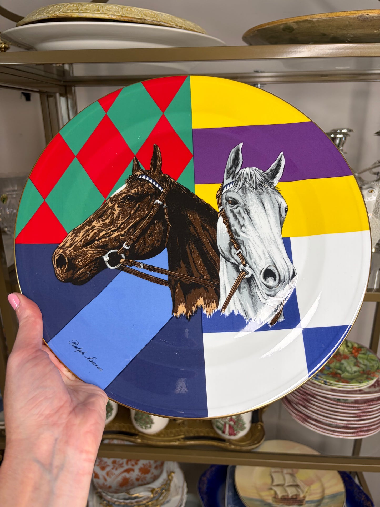 Collectible and rare 1992 Ralph Lauren "Jockey Silk" limited edition collector plate made by Wedgwood! No. 345