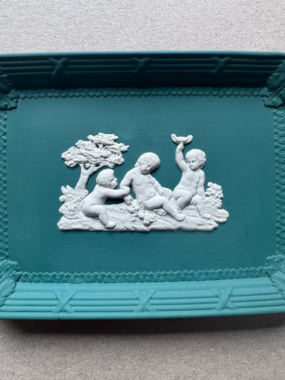 Cherub teal plate 6.5x4.5” Wedgwood
