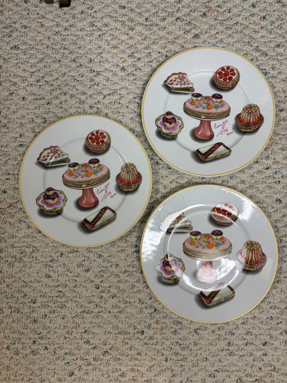 Sweetest 1996 Email de Limoges decorative plates set of 3!