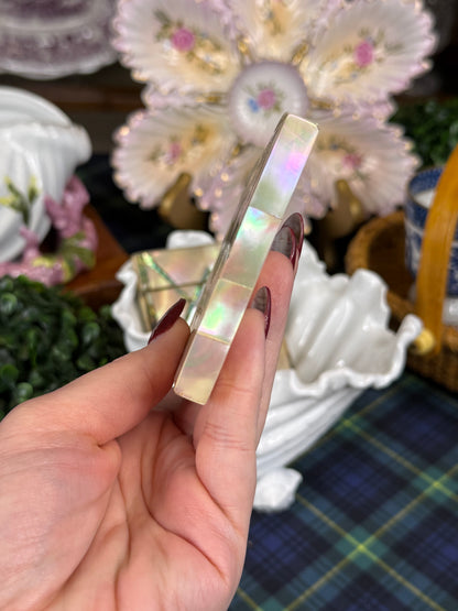 Antique Victorian Mother-of-Pearl Calling Card Case with Sterling Silver Cartouche | Harry F. Eastman Card | c. 1860–1890