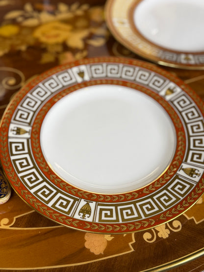 Set of (5) Minton Luncheon Plates, Early 1960s – Greek Key & Gilt, Tiffany & Co. / Henry Birks Marks, 9” Dia.