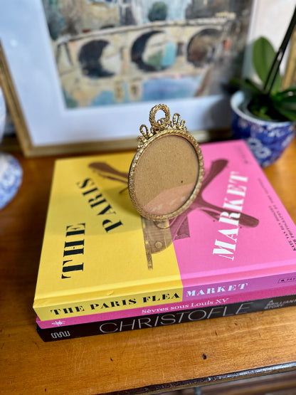 19th Century Napoleon III Gilt Bronze Round Frame, Made in France, 5"