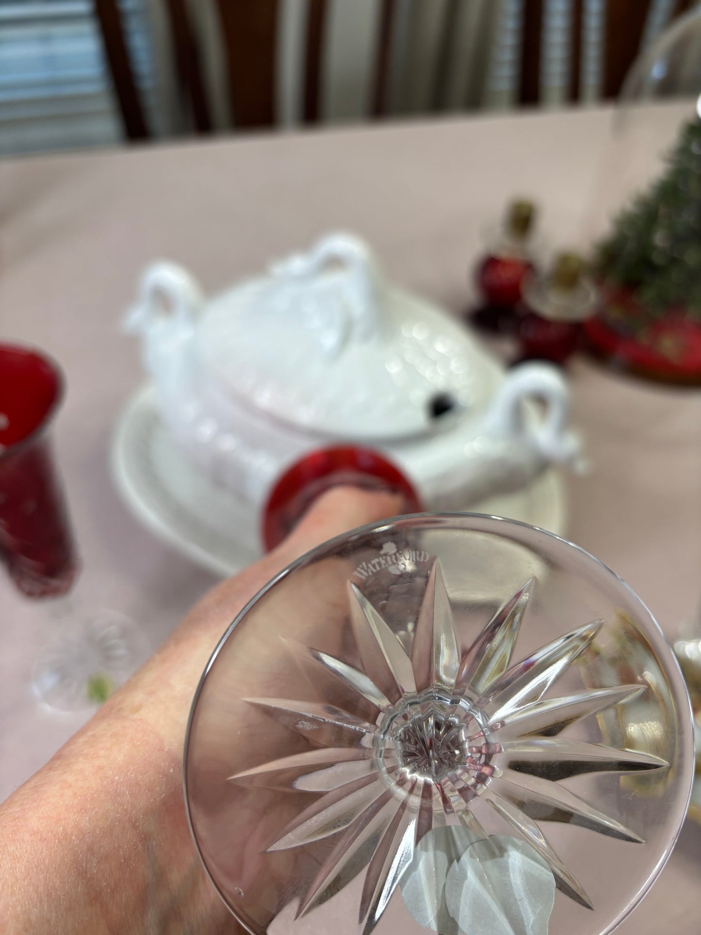 Stunning Waterford Crystal Red Champagne Flutes pair!
