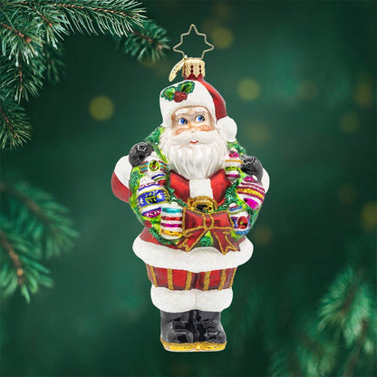 Vintage Holiday Wreath Santa