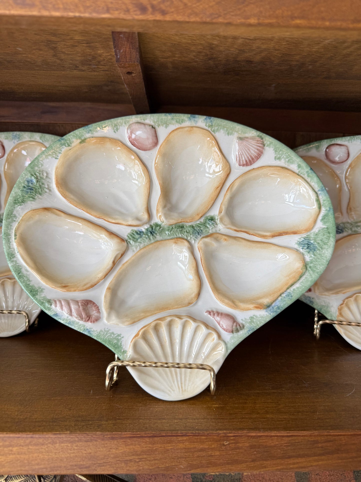 Live 6/11 reserved for JS - Pair of Vintage Italian Oyster Plates 11”