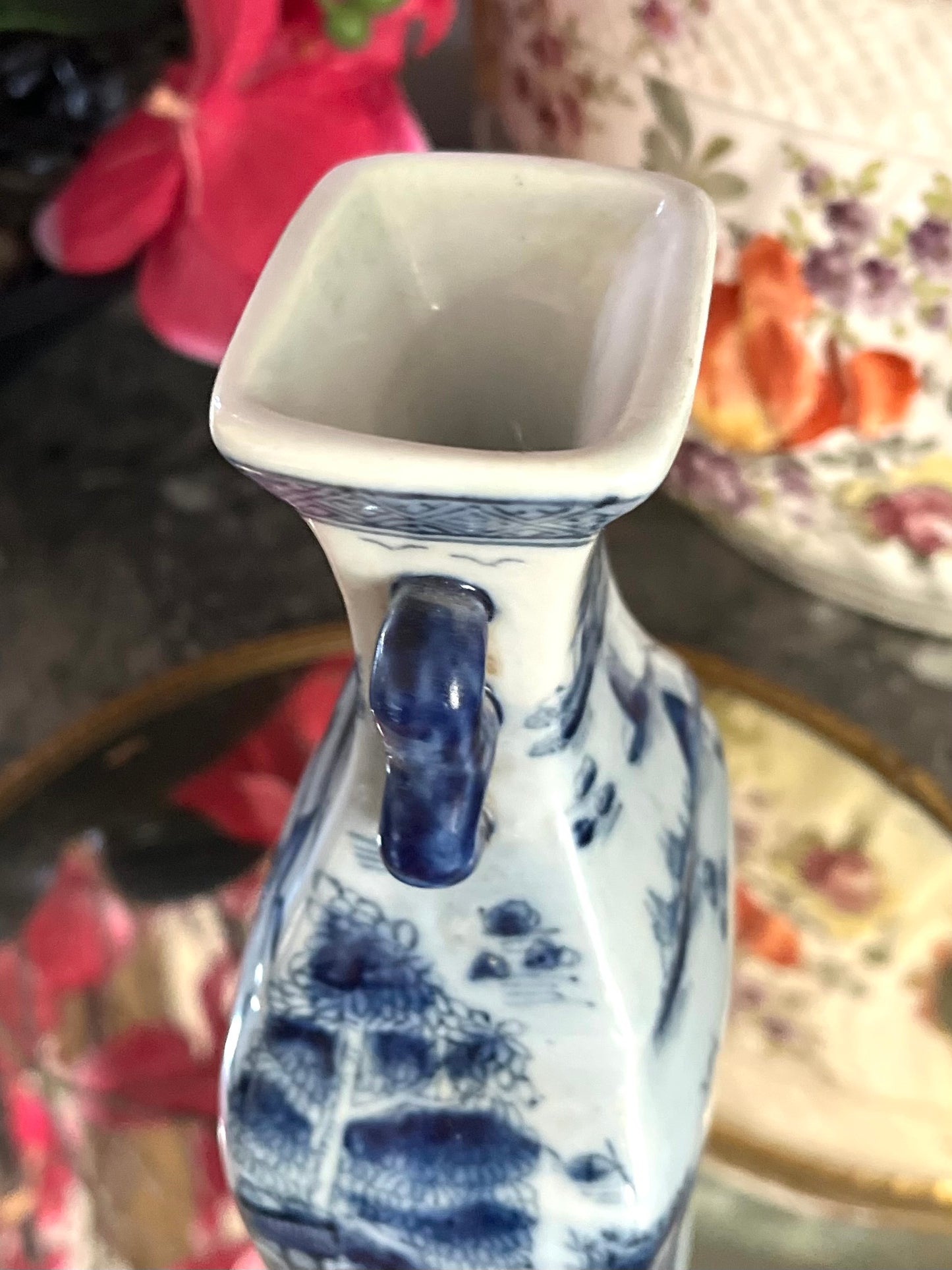 Vibrant 19th Century Chinese Export Blue And White Vase - 7” Pre 1891