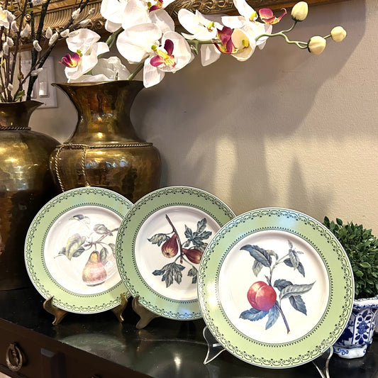 Set of 3 vintage fruit & botanical decorative plates