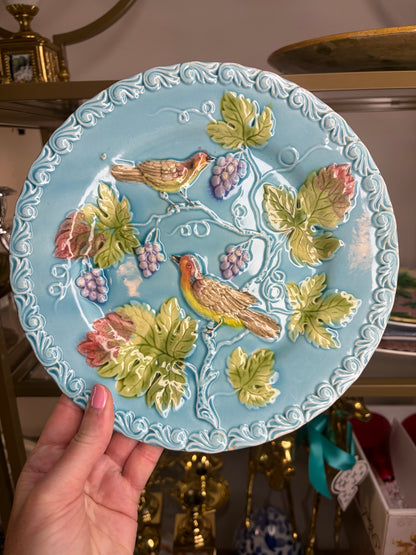 Antique majolica bird plate!