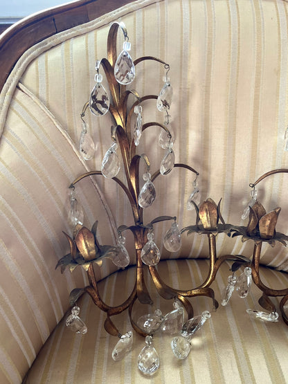 RESERVED- DRCASEY - Live 06/15 Amazing Pair Of Antique Italian Gilded Tole Sconces
